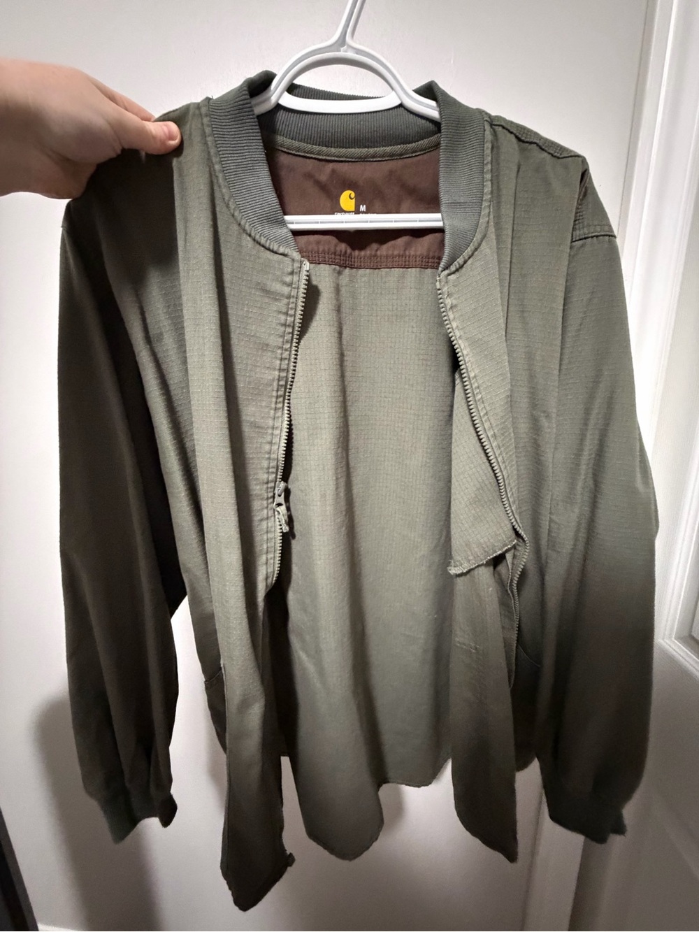 Carhartt Olive Green Military-Style Bomber Jacket